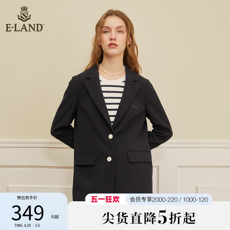 Eland衣恋优雅气质纯色系通勤西装外套女时尚上衣春秋款 女装/女士精品 西装 原图主图