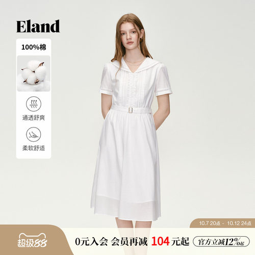 ELAND连衣裙女学院风短袖