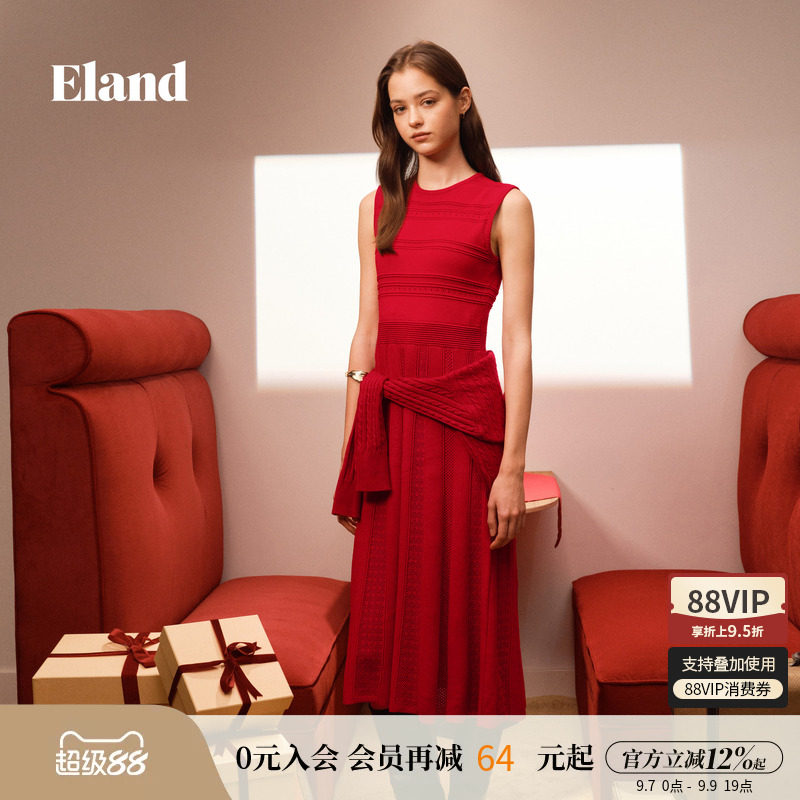 ELAND无袖圆领针织连衣裙图片