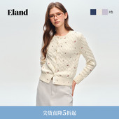 开衫 女圆领花朵长袖 Eland衣恋毛针织衫 2026春夏新款 100%棉