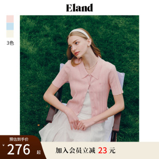 针织衫 甜美糖果色polo衫 Eland衣恋短袖 女时尚 夏季 款