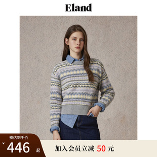 84%绵羊毛 Eland衣恋毛衣女甜美保暖宽松舒适上衣