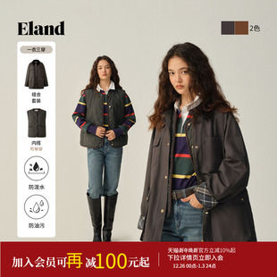 Eland衣恋棉服女巴恩风廓形2025冬新 一衣三穿 特氟龙三防