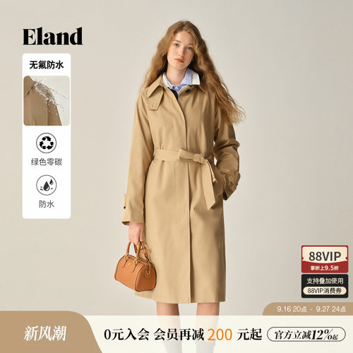 ELAND风衣翻领收腰长款