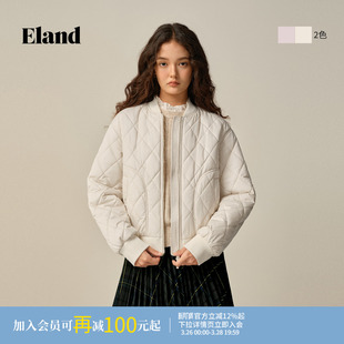 新款 拉链外套冬季 简约短款 Eland衣恋棉服女时尚