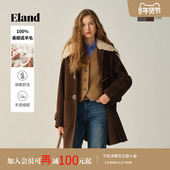 Eland衣恋毛呢外套女牛角扣大衣2025冬季 100%美丽诺羊毛 新款