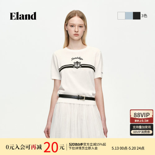 ELAND海军风圆领针织短袖