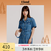 eland牛仔连衣裙帅气甜酷潮搭时髦洋气腰带牛仔裙子女春夏