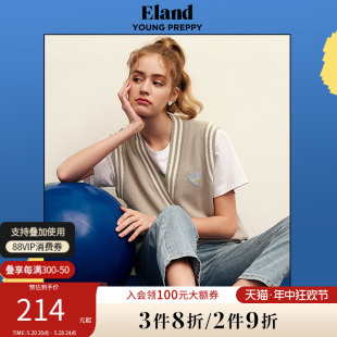 马甲春夏款 宽松无袖 Eland衣恋设计简约风针织马夹女时尚