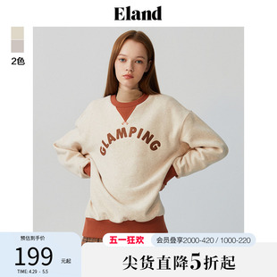 学院风字母卫衣春夏款 秋经典 Eland衣恋卫衣女圆领套头短款