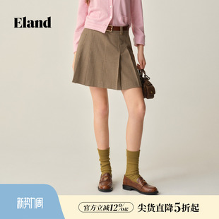 新款 Eland衣恋半身裙女老钱风格 纹显瘦短裙冬季
