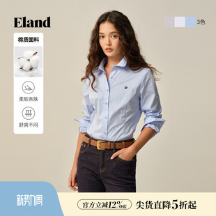 新款 上衣冬季 女棉质撞色翻领单排扣长袖 Eland衣恋衬衫