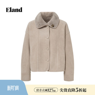 新款 保暖舒适休闲外套2026春季 翻领长袖 Eland衣恋外套女时尚