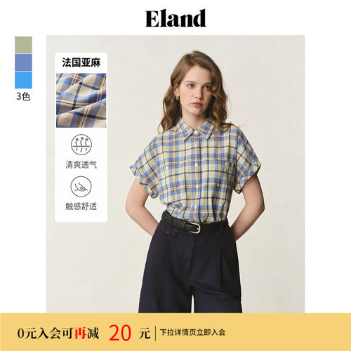 ELAND衬衫复古格纹短袖