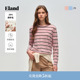 2026春季 Eland衣恋毛衣女撞色条纹套头针织衫 新款 含绵羊毛