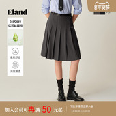 新款 百褶裙2025冬季 优可丝 Eland衣恋半身裙女学院风中长款