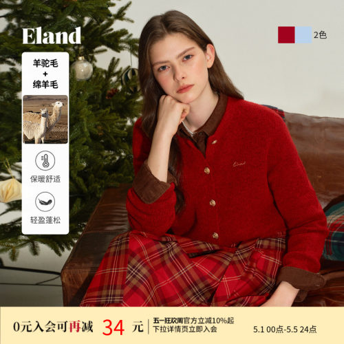 ELAND毛针织衫圆领开衫