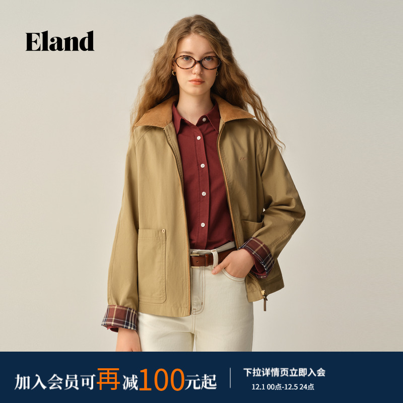 【莱赛尔】Eland衣恋短外套女复古宽松大方口袋夹克2025冬季新款