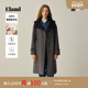 Eland衣恋毛呢外套女长款 100%美丽诺羊毛 连帽羊毛大衣2025冬