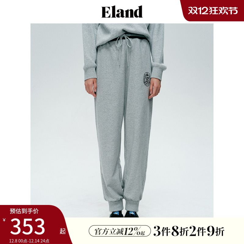 E·LAND纯棉休闲裤针织裤长裤