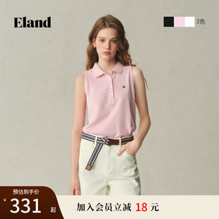 显瘦舒适上衣叠穿2025夏季 修身 94%棉 新款 Eland衣恋T恤女无袖