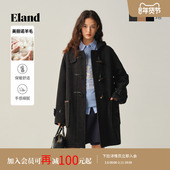 Eland衣恋毛呢外套女牛角扣廓形大衣2025冬季 美丽诺羊毛 新款