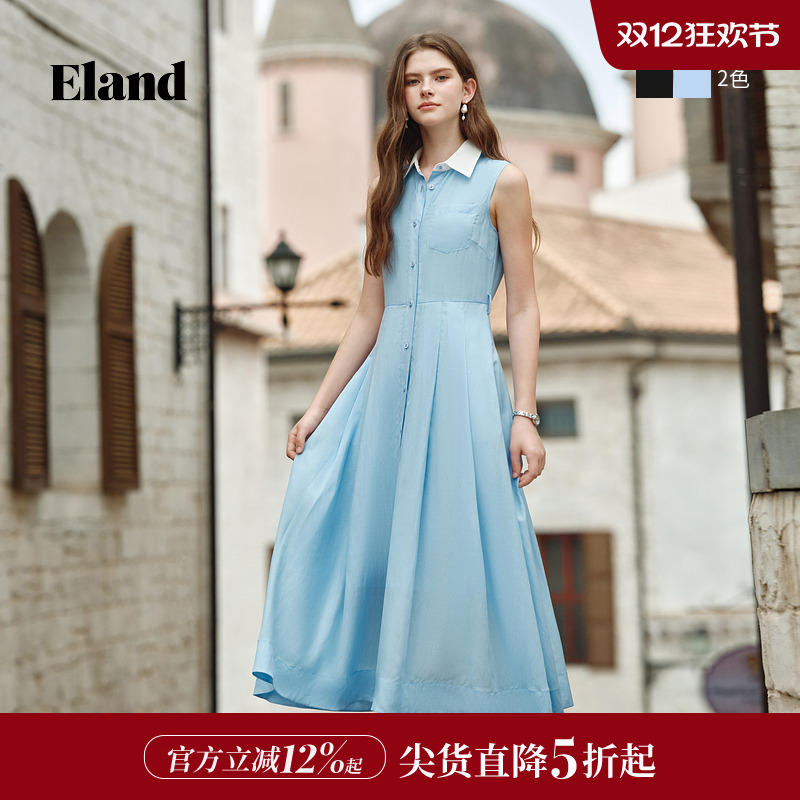 ELAND连衣裙无袖含莱赛尔亚麻