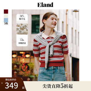 Eland衣恋T恤女清POLO短袖 针织衫 包容显瘦毛衣内搭夏季 款