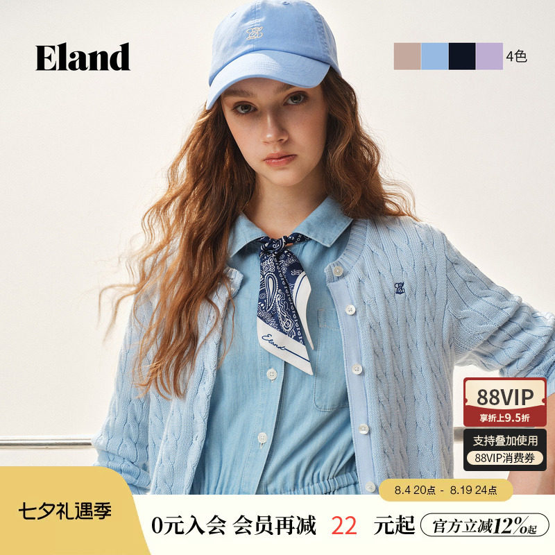 Eland衣恋帽子女学院风小刺绣棉质棒球帽鸭舌帽2026春夏新款