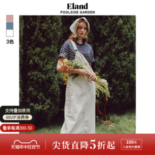 Eland衣恋连衣裙女夏季 复古背带牛仔连衣裙 型美式 H版