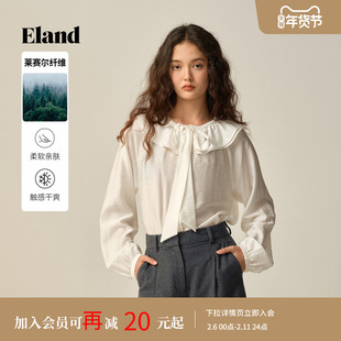 【莱赛尔】Eland衣恋衬衫女时尚荷叶领长袖飘带上衣2025冬季新款