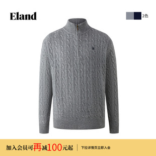 冬季 新款 拉链针织衫 Eland衣恋毛衣男长袖 绵羊毛 山羊绒