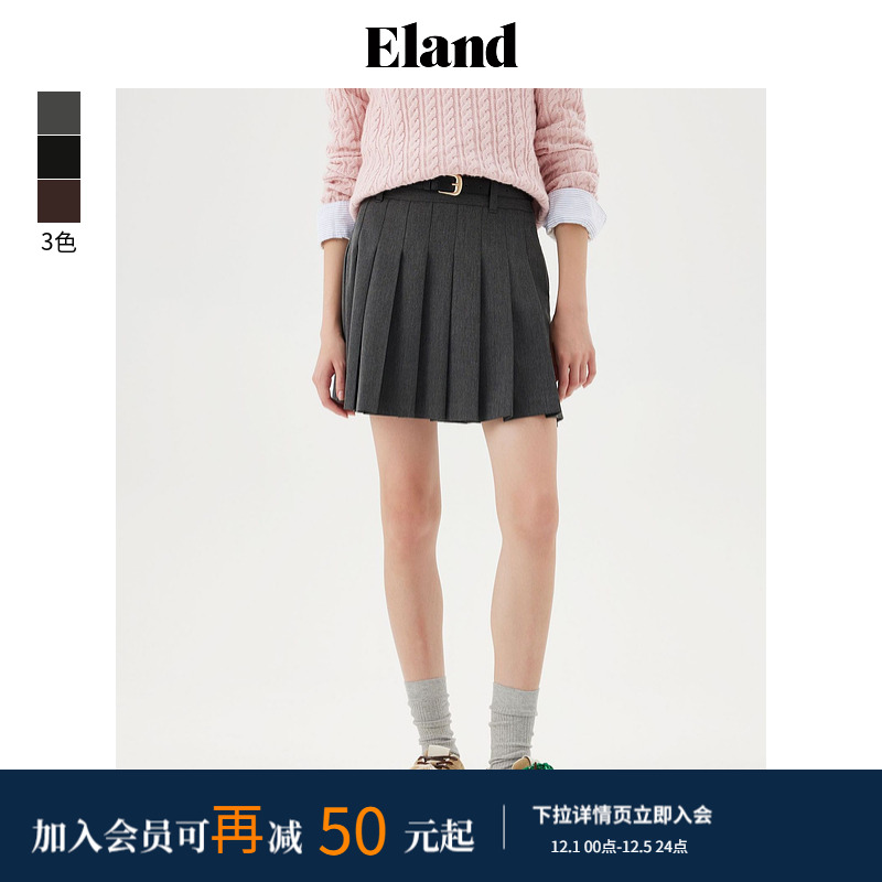 ELAND短款百褶裙半身裙