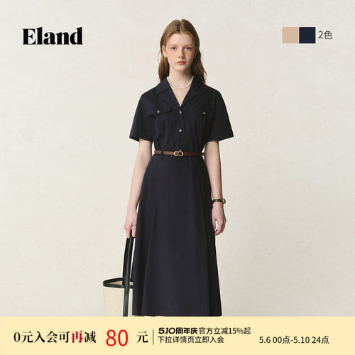 ELAND工装风连衣裙西装领正肩