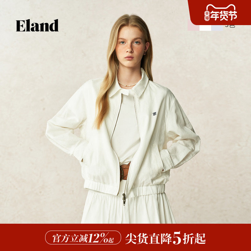 【棉麻混纺】Eland衣恋短外套女舒适简约直筒衣2025夏季新款,女装/女士精品,短外套,淘宝优惠券,粉丝福利购,淘宝优惠卷