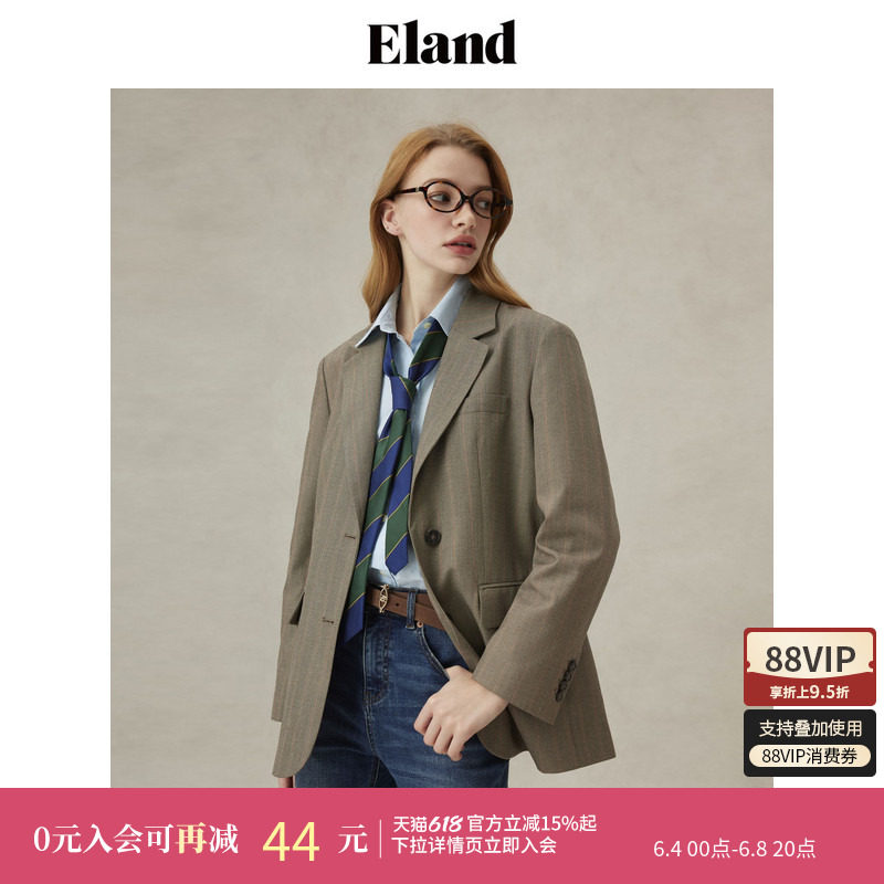 Eland衣恋西装女领口粘衬单排扣直筒显瘦通勤西服外套25春季新款