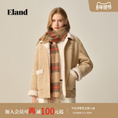 Eland衣恋仿羊羔绒外套摇粒绒外套女大口袋短外套2025冬季 新款