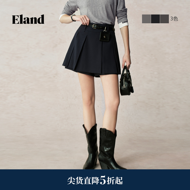 ELAND百褶半身裙含内衬A字