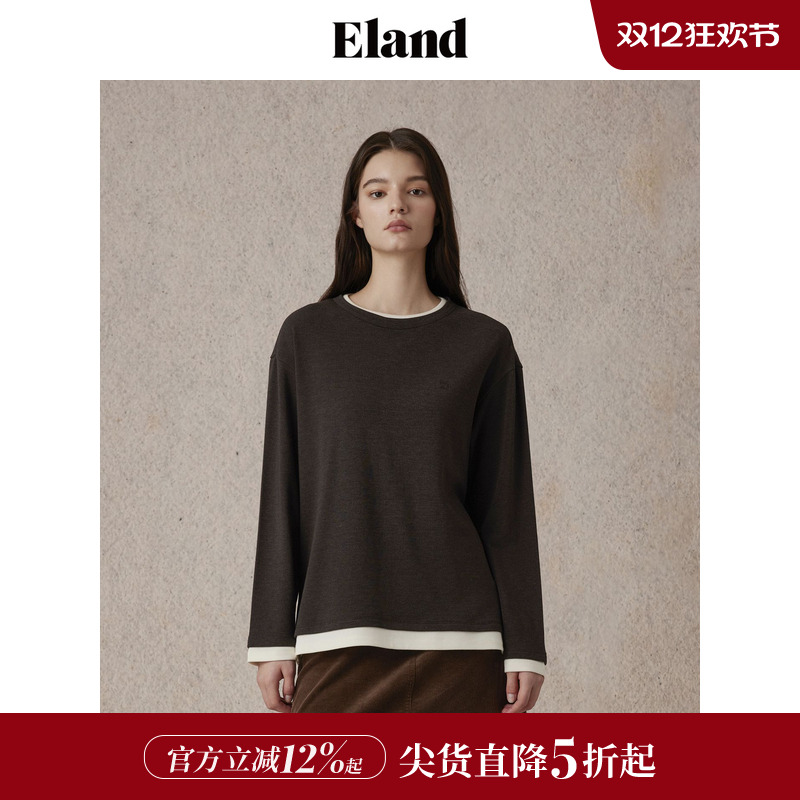 ELAND休闲长袖假两件T恤