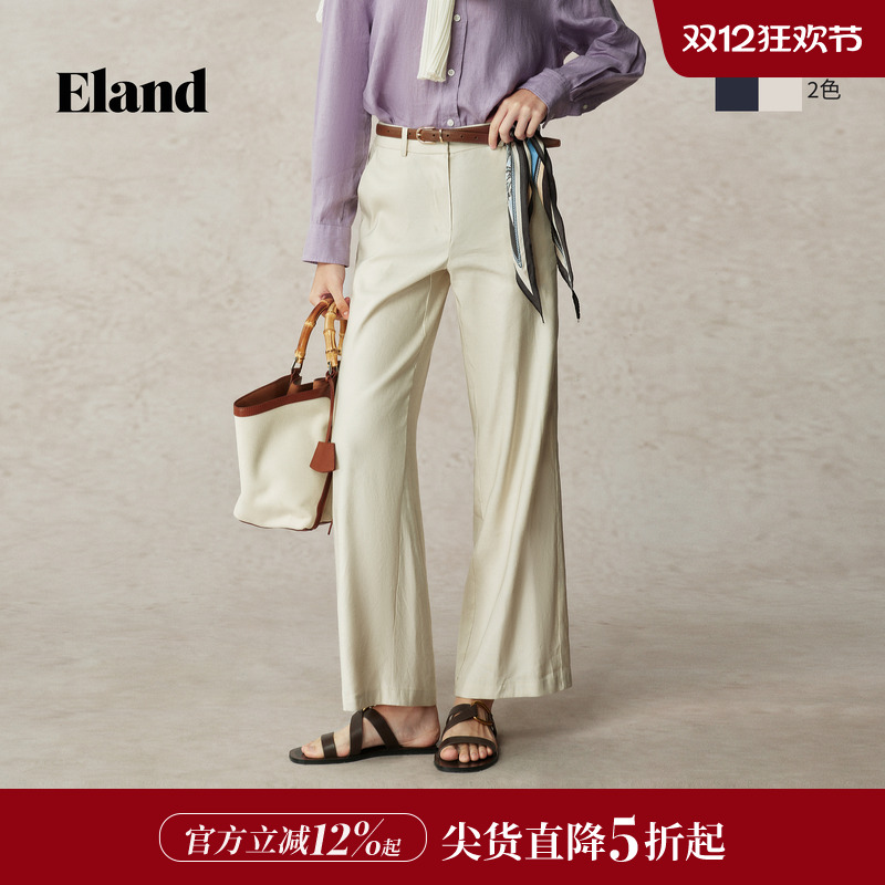 ELAND休闲裤含亚麻长裤直筒裤