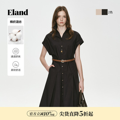 ELAND气质通勤翻领连衣裙