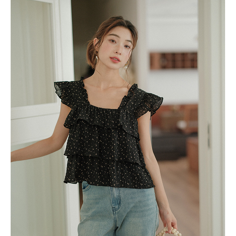 诺比昂宽松套头无袖雪纺衬衫