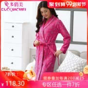 Áo choàng dài tay nữ đẹp hơn áo choàng cotton cotton kimono pyjama dài đoạn mùa xuân và mùa thu mẫu yukata mùa hè mỏng - Night Robe