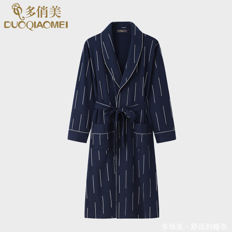 男士长袖家居服睡袍多俏美纯棉