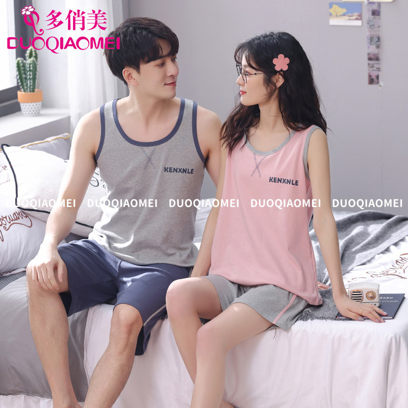 情侣背心男士夏季纯棉无袖坎肩女生夏天薄款居家服休闲可外穿透气