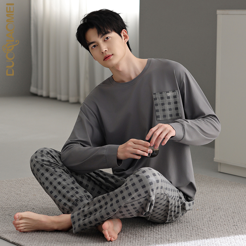 睡衣春秋款纯棉长袖男士套头青年