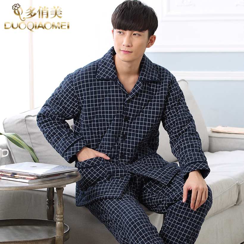多俏美夹棉男士秋冬季大码睡衣