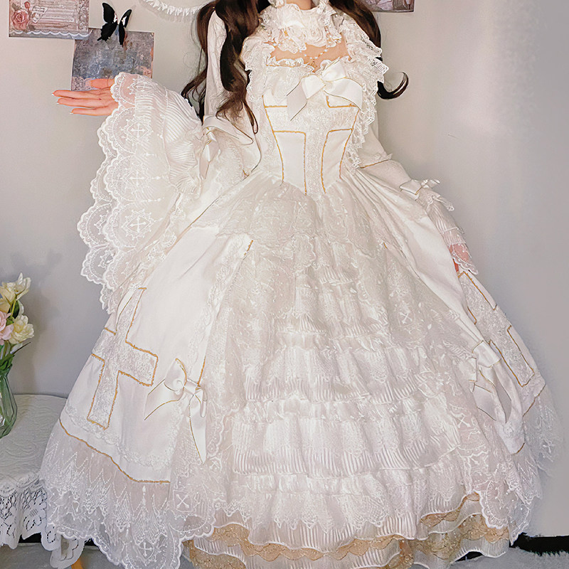 现货掉落 天使2型OP圣光 华丽lolita花嫁doll感大裙子姬袖重工裙