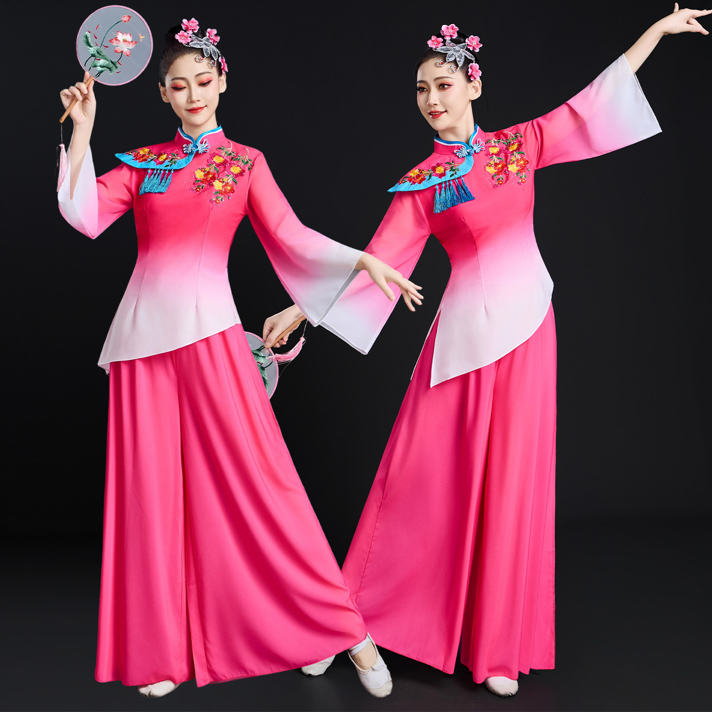 喜庆秧歌服民族风陕北表演服扇子舞伞舞腰鼓舞广场舞表演古典舞服