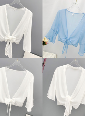 雪纺开衫短款小披肩防晒衣上衣外套薄款夏季配吊带裙子外搭罩衫女